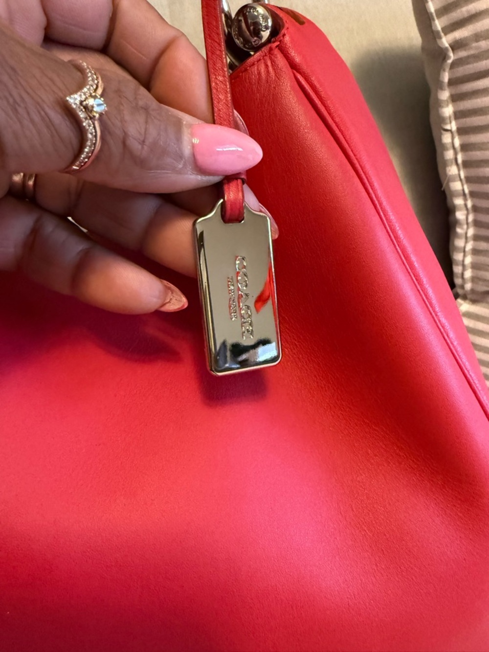 Coach Bright Red Leather Shoulder Hobo - Picture 3 of 7